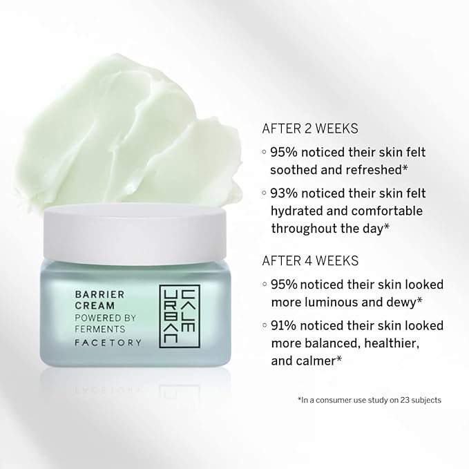 FACETORY Urban Calm Barrier Cream Hydrating Face Moisturizer with Hyaluronic Acid, Fermented Honeybush Daily Moisturizer Face Cream for Aging, Oily, Dry, Sensitive Skin, Mini Travel Lotion 0.5 Fl Oz