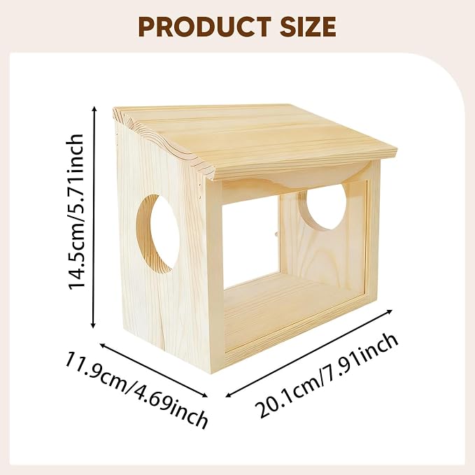 Hamster House Animal Habitat Exploration, Fun, Play Area Visible Digging Box for Hamsters Wooden Rat House for Lemmings Mice