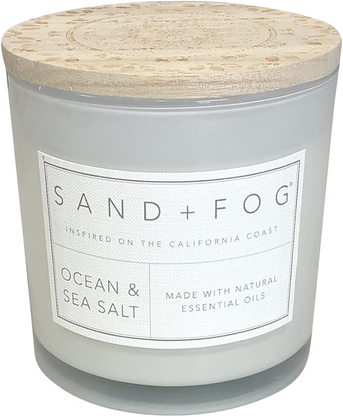 Sand + Fog Scented Candles - Ocean & Sea Salt - Additional Scents and Sizes - 3 Wicks 100% Cotton Lead-Free - Luxury Air Freshening Jar Candles - Perfect Home Decor - 21 oz