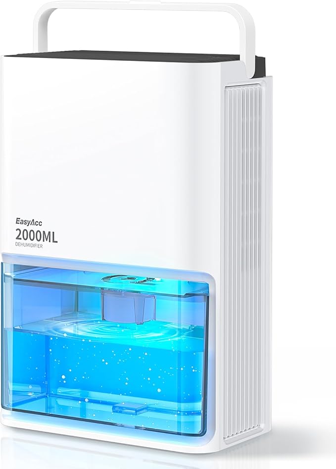 EasyAcc Dehumidifier for Home, Quiet Energy Efficient Dehumidifiers for Bathroom Bedroom Basement RV Living Room, Auto Defrost & Auto Shut Off, 68 OZ Water Tank, 7 Color Ambient Light