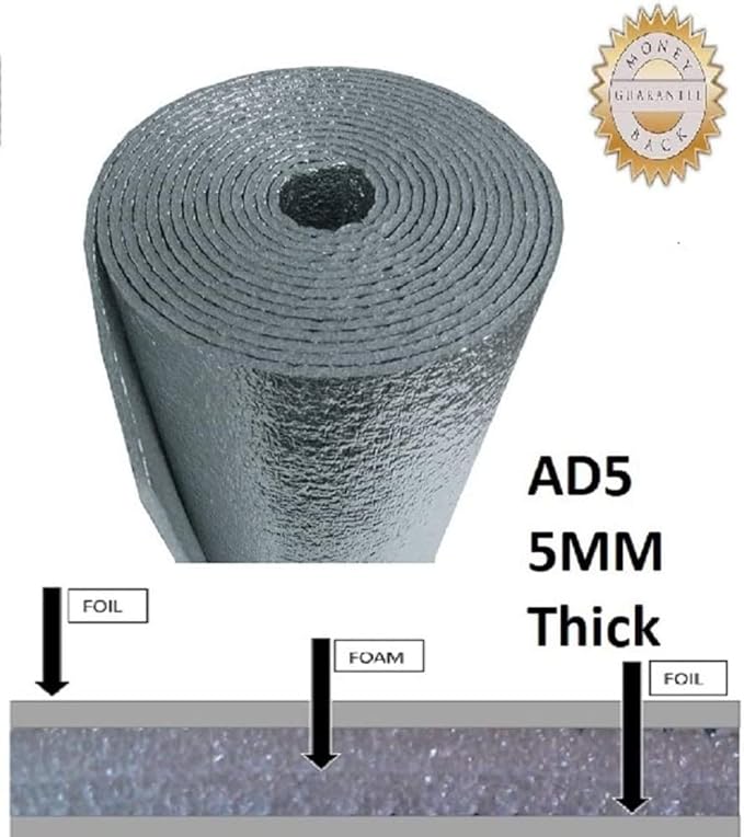 US Energy Products Reflective Foam Core Insulation Shield, Heat Shield, Thermal Insulation Shield Vapor Barrier (R8) Water Proof Meets All Fire Codes (1/4 inch Thick) (4ft x 20ft (80 sqft))