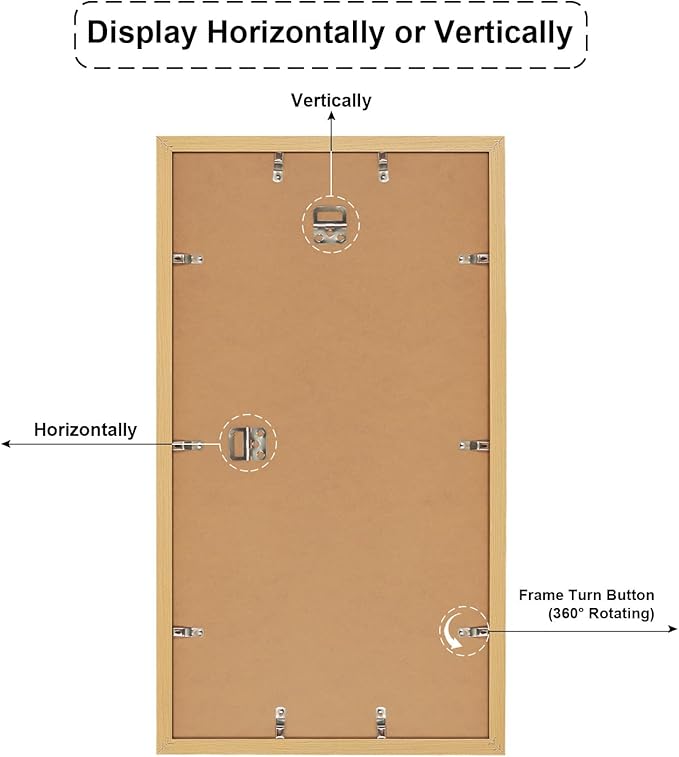 11.8x21.8 Collage frame with 8 Openings 4X6 Pictures, Multiple Picture Frame with Mat, Wall or Tabletop Decor, Natural Wood Grain,2 Pack