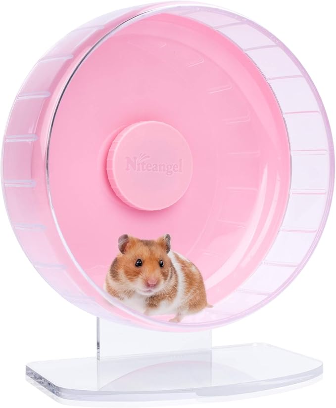 Niteangel Super-Silent Hamster Exercise Wheels: Quiet 10 inch Running Wheel | Can 10.6-13.4" Adjustable Height - No Bend Back Spinner Running for Dwarf Syrian Hamster Gerbils Mice Or Other Small Animal