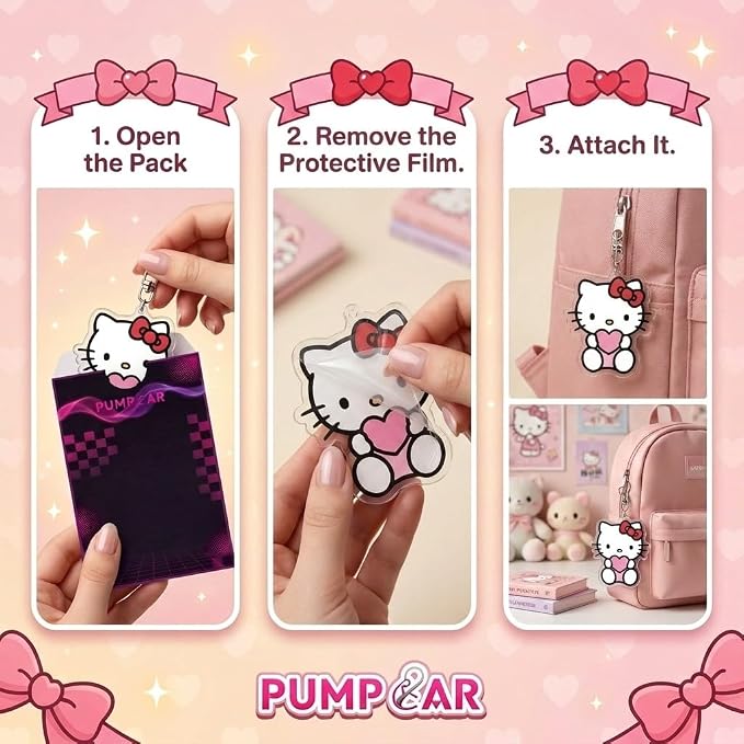 PumpCar Acrylic Keychain Double-Sided Charm Key Ring with Metal Clip Backpack Charm Bag and Car Key Accessory Collectible