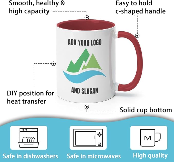 Custom Mug - Personalized Coffee Mug with Image, Logo, or Text | Custom Photo Cup | Customized 11 Oz Ceramic Tea Cup Taza Personalizadas Custom Gifts for Men & Women
