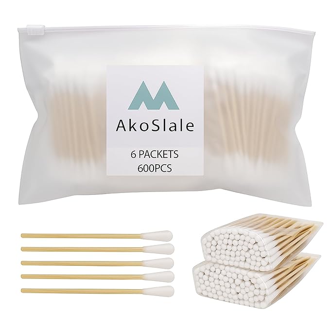Bamboo Cotton Swabs Refill Pack, 600 Count (3 Inch) – Eco-Friendly Biodegradable Cotton Buds for Ear Cleaning, Makeup & Household Use