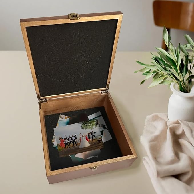 Personalized Wooden Wedding Memory Box – Custom Engraved Keepsake Box for Photos, Cards & Gifts – Time Capsule Gift for Couple, Engagement – Custom Photo Box