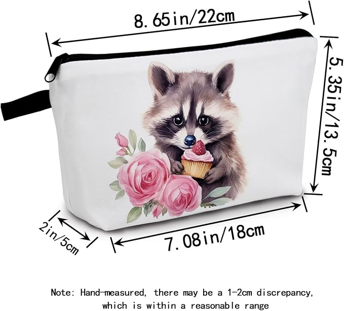 Raccoon Makeup Bag for Women Travel Cosmetic Organizer Bag Teacher Appreciation Gifts Small Zipper Toiletry Bag