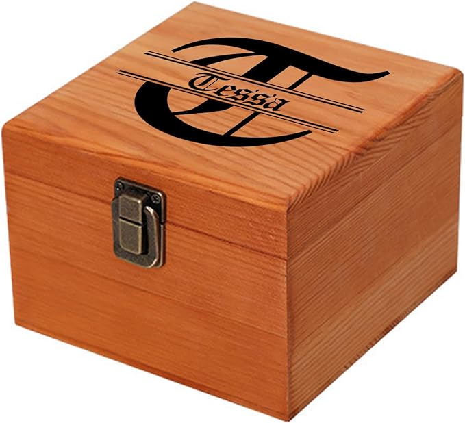 Personalized Keepsake Memory Box Custom Name Wooden Decorative Storage Box with Lids, Christmas Gift Box for Women Men Customized Gifts for Birthday Anniversary Wedding Graduation