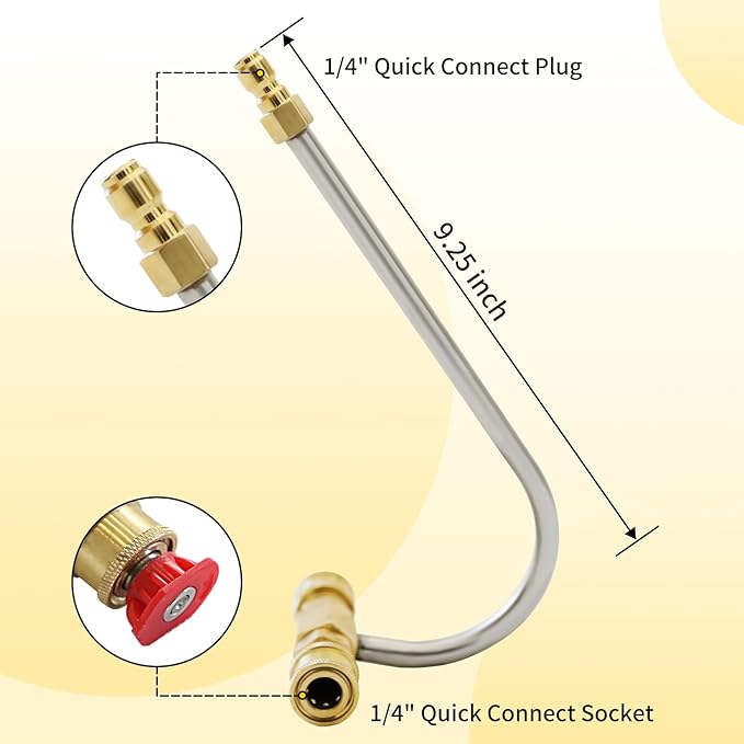 Pressure Washer Gutter Cleaner Attachment with Pressure Washer Nozzle Tips, 1/4'' Quick Connect Extension Wand for Cleaning Brick Drain Driveway Roof, Max 4000PSI (Nozzles Kit)