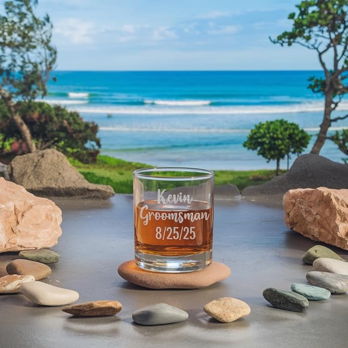 Personalized Whiskey Glass – Custom Engraved Rocks Glass, Sand Carved for Deep Etching – Heavy Base Old Fashioned Glasses for Bourbon, Scotch, Cocktails – 10.5 oz – Unique Gift for Men, Dad, Husband