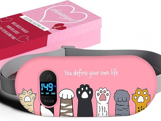 Portable Heating Pad for Period Cramps: Menstrual Heating Pad with Unique Design, Fast Heating Pad with 6 Heat Levels and 6 Massage Modes, Gifts for Her, Women, Teens and Girls