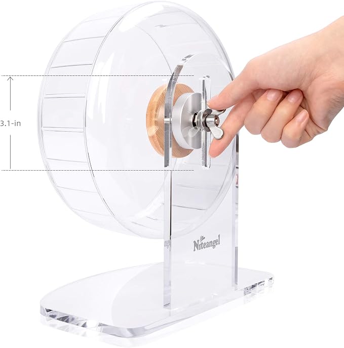 Niteangel Super-Silent Hamster Exercise Wheel: Quiet 8.2 inch Running Wheel | Can 9.1-11.8" Adjustable Height - No Bend Back Spinner Running for Dwarf Syrian Hamster Gerbils Mice Or Other Small Animal