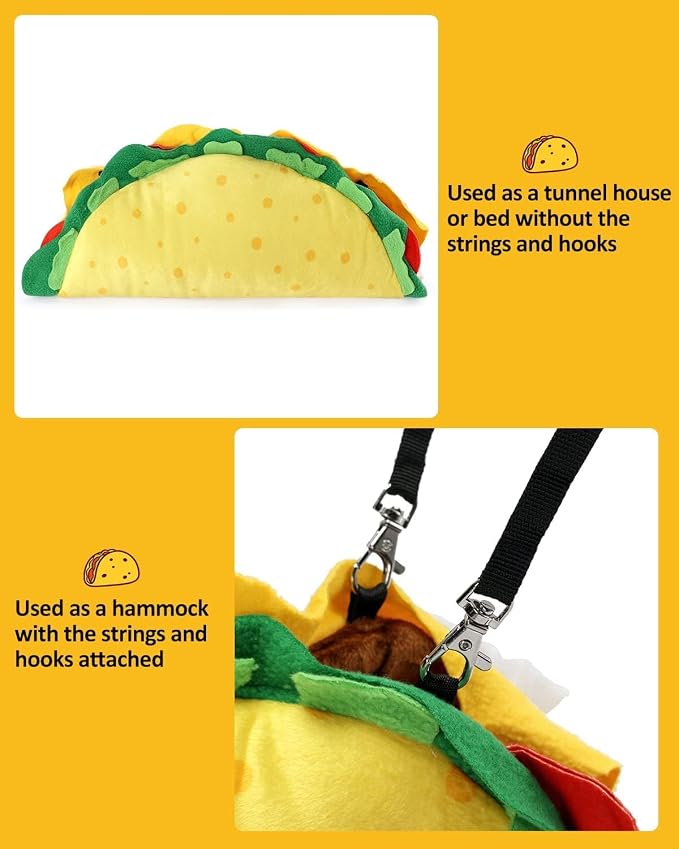 Percozzi Taco Hamster Hammock Hideout Tunnel House Rat Toys Cage Accessories Bed Ferrets Guinea Pigs Chinchill Sugar Glider Small Animal Habitat