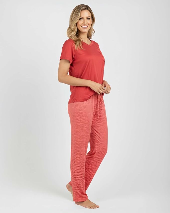 Real Essentials 2 Pack: Women's Comfy Pajama Sets - Short & Long Sleeve Ladies Loungewear Sleepwear PJs (Available In Plus)