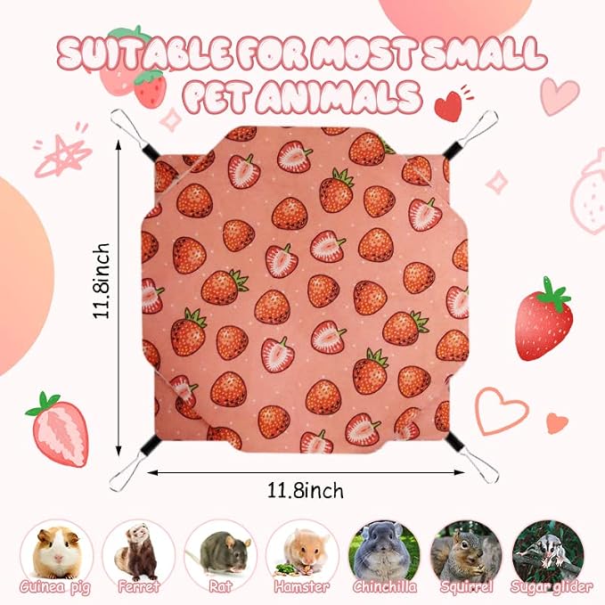 LYART Guinea Pig Rat Ferret Hammock and Warm Bed Small Pet Hideout Tunnel Cave Hanging Bunkbed Hammock Cage Toy for Hamster Sugar Glider Squirrel (4.Hammock X 2PCS)
