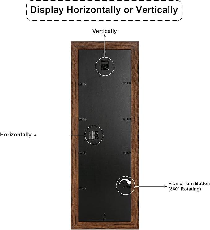 8x26 Picture Frame Display 6 opening 4X6 Picture Frame Collage,Multi Photo Frame with Mat,Plexiglass,Wall or Tabletop Decor,Carbonized Brown Wood Grain