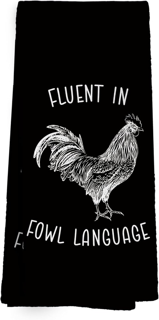 Chicken Kitchen Towels Funny Black Dish Towel with Sayings 16x24 Inches, Chicken Lovers Gifts Decorative Absorbent Dishcloths Tea Towels for Kitchen Bathroom Decor, Humorous Gifts for Women Men
