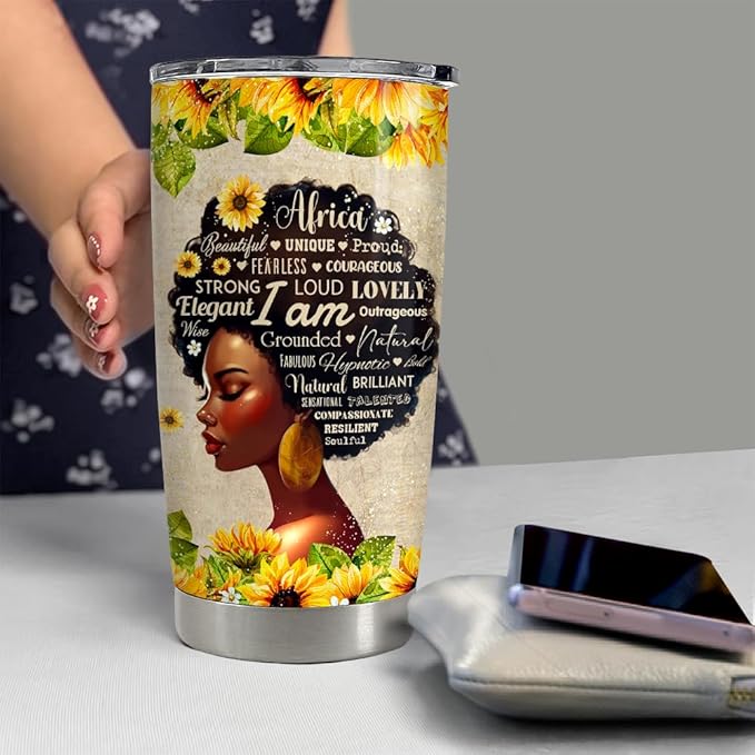 SANDJEST Christian Gift for Women Bible Tumbler 20oz Stainless Steel Insulated Tumblers Coffee Travel Mug Cup for Black Woman Religious Gifts for Birthday Christmas