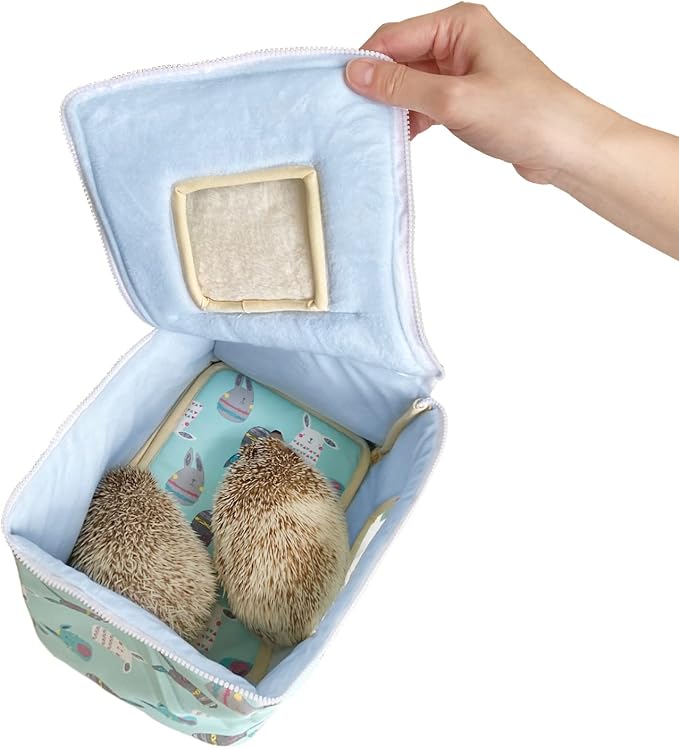 Handmade Portable Sleeping Bag Pouch House Hideout Cave Habitat for Hedgehog Bed Guinea Pig Ferret Squirrel Small Animal Bed Nest House Cage Forest Hidey Curtain (Green)