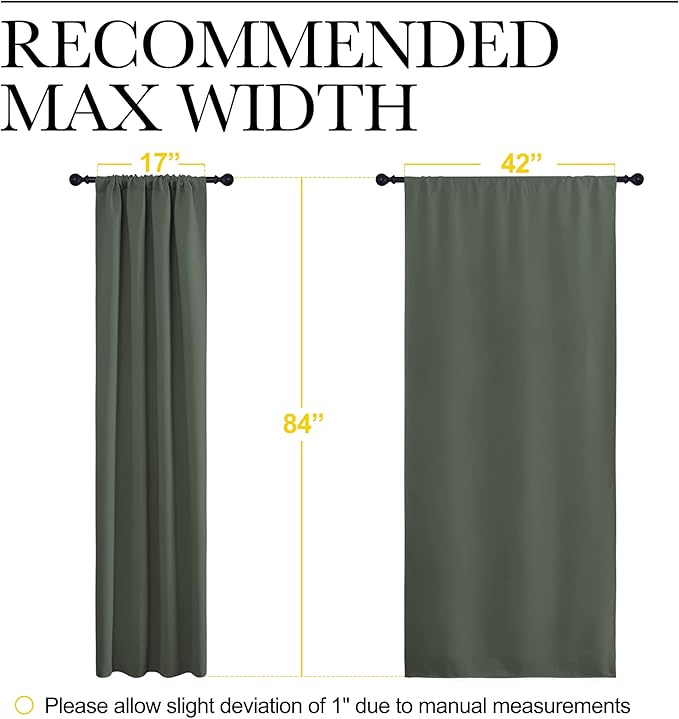 NICETOWN Bedroom Curtains Blackout Draperies - All Season Thermal Insulated Solid Rod Pocket Top Blackout Curtains/Drapes for Kid's Room (Dark Mallard, 1 Pair, 42 x 84 Inch)