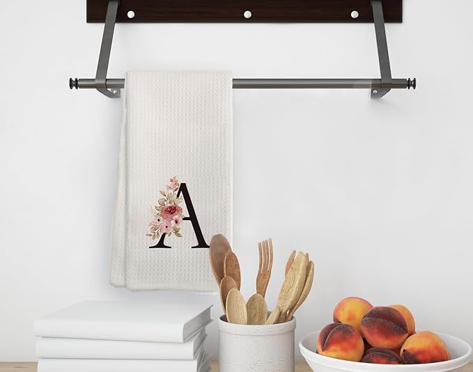 Kitchen Towel, Personalized Gifts Mode Monogram Letter A Kitchen Towels for Kitchen Dinning Bathroom, Christmas Birthday Gifts for Women, Kitchen Towels and Dishcloths Sets 16×24 Inches