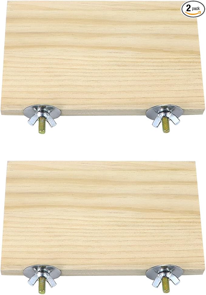 Litewoo 2pcs Bird Perch Platform Flat Stand Beak Paw Grinding for Parrot, S | 3.5" x 5.1", natural wood, easy to install, save space, for parrot/parakeet/cockatiel/lovebird//conure/finch/budgie/cage