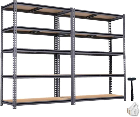 Garage Storage Shelves 2PCS, 60'' H Shelving Units and Storage, 2400 LBS Heavy Duty Shelving, Metal Garage Shelves for for Basement, Warehouse, Pantry, Closet, Kitchen 12" x 28'' x 60''