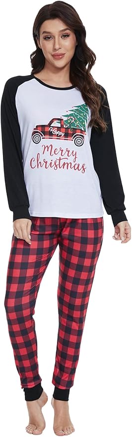 YIJIU Christmas Pajamas Cute Deer Print Long Sleeve Totem PJS Set