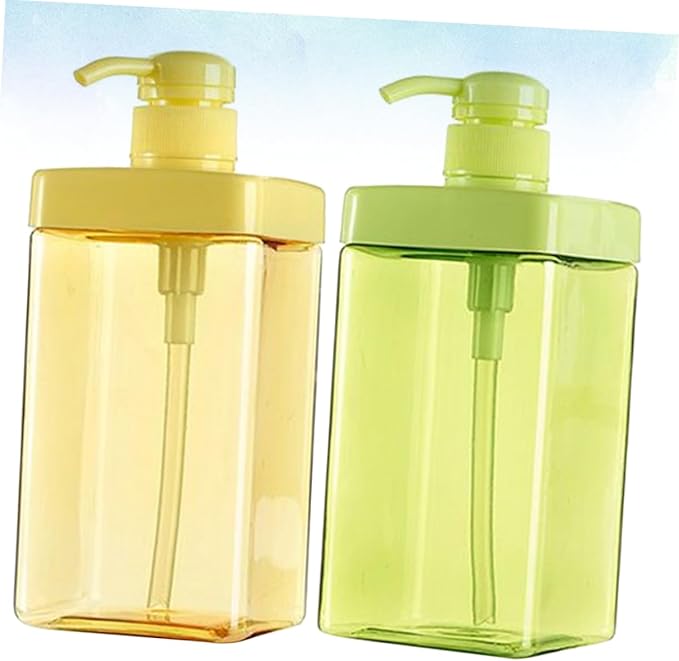 Mikinona 2pcs Eco-Friendly Lotion Bottles Reusable Pump Dispenser for Shampoo Conditioner Toiletries Random Color