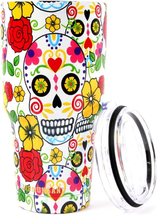 Jormungand 30 oz Tumbler Stainless Steel Vacuum Insulated Travel Mug with Leak Proof Lid Double Wall Coffee Cup Water Bottle for Cold Beverages 30oz tumbler Sugar Skull