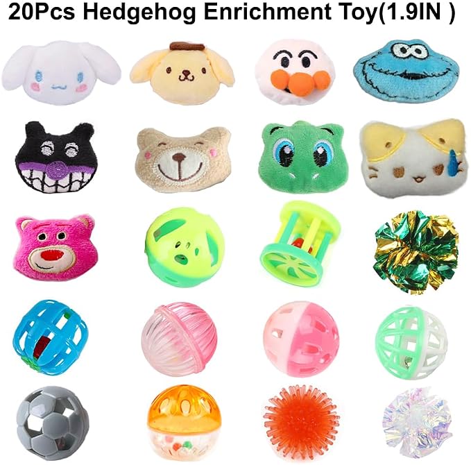 20Pcs Hedgehog Enrichment Toys - Cute Hedgehogs Cage Toy for Cuddling, Photo Props & Enrichment Play - Hedgehog Chew Toys for Boosts Natural Instincts & Daily Exercise