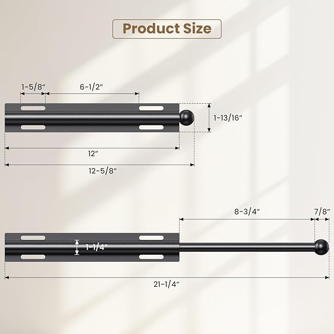 2 PACK Valet Rod for Closet Pull Out, Retractable Slide Out Valet Rod Closet Organization, 12" Aluminum Valet Clothing Hanger Rods Perfect for Suits, Freshly Pressed Clothes, Black