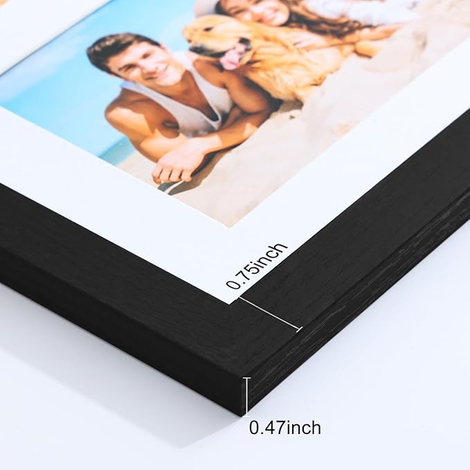 Vittanly 8x10 Collage Picture Frame, Displays 2Pcs 4x6 Pictures with Mat or 1Pcs 8x10 without Mat, Photo Frame for Wall Mounting or Table Top with Stand, Black, 1 Pack