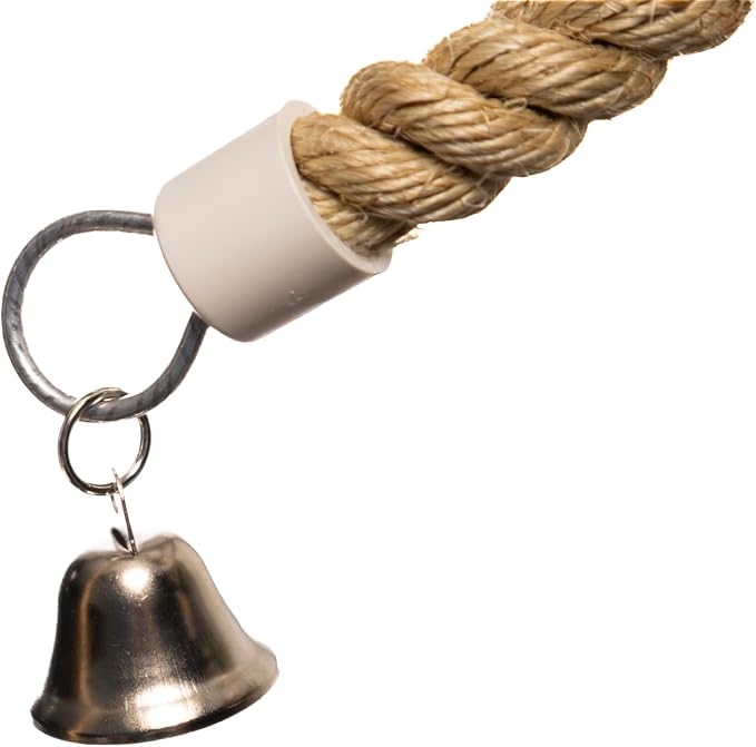 Boing Rope Perch for Parrots, Bendable Natural Sisal Spiral Hanging Bungee Perch with Stainless Steel Mount, Cotton Alternative Cage Accessory, Perch for Cockatiels, Parakeets, Doves, Budgies (6 ft)