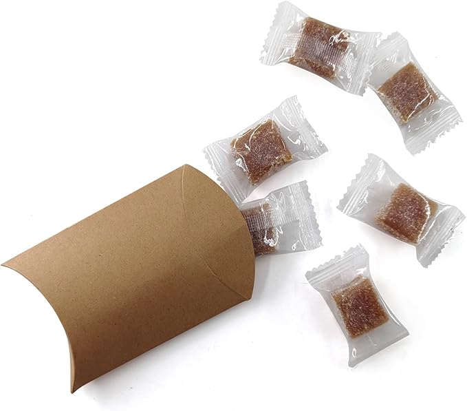 BallHull Kraft Paper Pillow Candy Box, Foldable Gift Box with Jute Rope for Weddings, Parties, Birthdays, Holidays, 60 Pcs