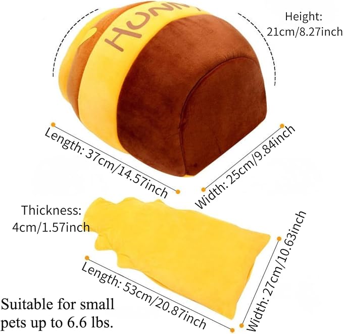 Rabbit Honeypot Bed House - Bunny Hideout Warm Fleece Cuddle Cup Snuggle Sack with Removable Cushion Guinea Pig Hideout Sleeping Cave for Rabbit Guinea Pig Ferret Chinchilla