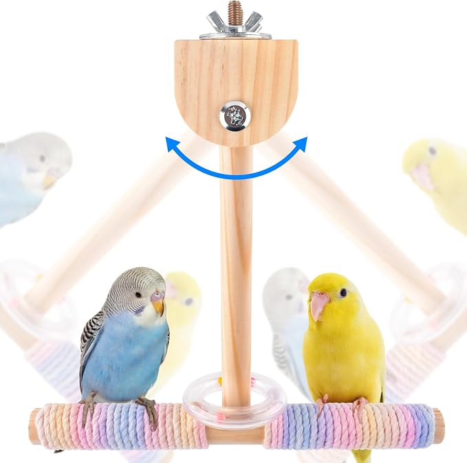 Bissap Shake Bird Perch Toy, Wooden Hanging Stand for Small Medium Parrot | Wood Shake Perch, Exercise & Training Swing, for Budgie Cockatiel Conure Quaker Lovebird Similar Small Medium Bird Cage Toy