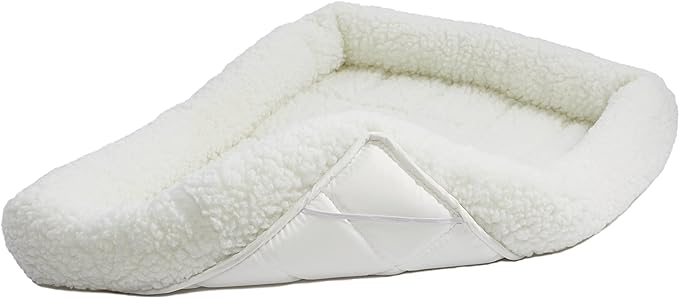 MidWest Homes for Pets QuietTime XXS Dog Bed – White Fleece Bolster, Ultra-Soft and Machine Washable, Fits 18-Inch Crates and Carriers, for Small Dogs and Cats (Pack of 2)
