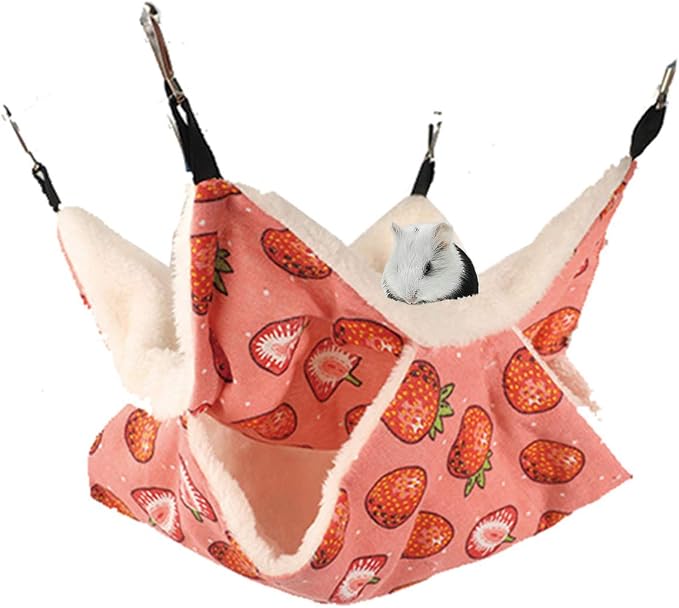 EAEDMY Rat Ferret Hammock Toys Cage Accessories, Guinea Pig Hideout Tunnel, Warm Bed for Rat Ferret Guinea Pig Sleep Hide and Play (4.Hammock)