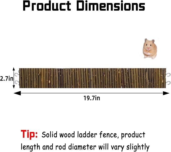 Rat Bendy Long Suspension Bridges 19.7 x 2.7 Inch Hamster Climbing Ladder Flexible Wooden Bridge for Dwarf Hamster Sugar Glider Rodents Mouse