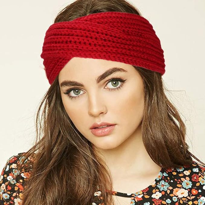 DRESHOW Winter Knit Chunky Headbands for Women Crochet Turban Knitted Ear Warmer Fashion Head Wrap 6 Pack