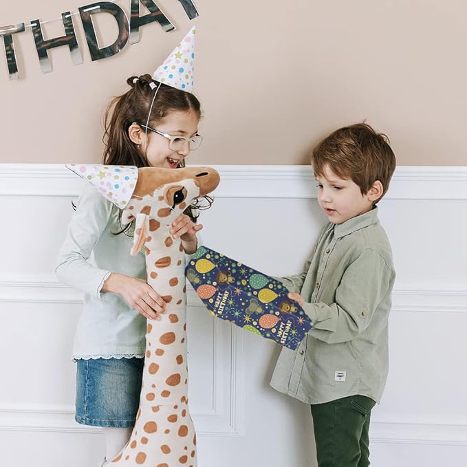 Geluode Birthday Wrapping Paper for Boys Kids Girls, Happy Animals Party Dinosaur Design Kraft Gift Wrap Paper, Happy Birthday Wrapping Paper 6 Sheets Folded Flat 20x28 inches per Sheet