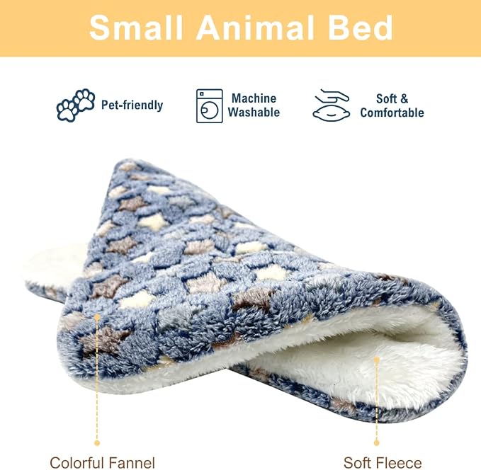 10PCS Rabbit Bed, Soft Bunny Bedding, Fleece Guinea Pig Blanket | Warm Plush Sleeping Mat, Cage Liner for Hamster Ferret Squirrel Hedgehog Rat