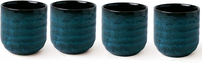 Japanese Style Ceramic Tea Set, Tea Cup, Coffee Cup, Yerba Mate Set, Ceramic Mate Cup Set of 4 (green)