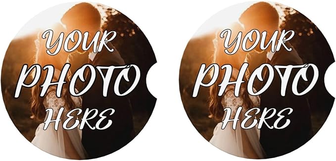 Custom Car Coasters, Personalized Car Ceramic Coasters with Photo Logo Text, Customized Cup Mat for Weddings, Bars, Coffee Table, Homes, Offices 6PCS