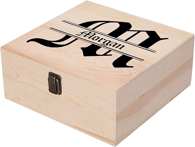 Personalized Keepsake Memory Box Custom Name Wooden Decorative Storage Box with Lids, Christmas Gift Box for Women Men Customized Gifts for Birthday Anniversary Wedding Graduation