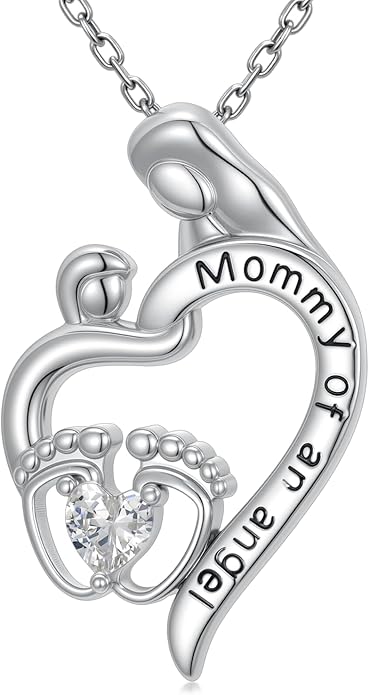 Miscarriage Necklace Gifts for Mothers 925 Sterling Silver Mommy of An Angel Pendant Memorial Jewelry Loss of Pregnancy Sympathy Gifts for Women