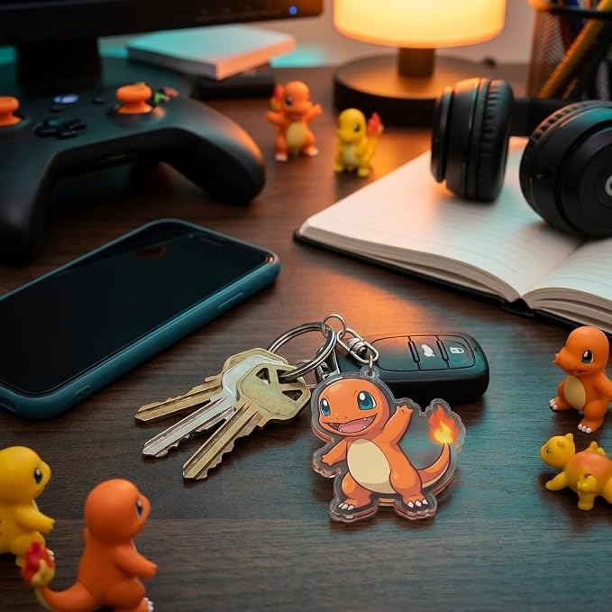PumpCar Acrylic Keychain Double-Sided Charm Key Ring with Metal Clip Backpack Charm Bag and Car Key Accessory Collectible