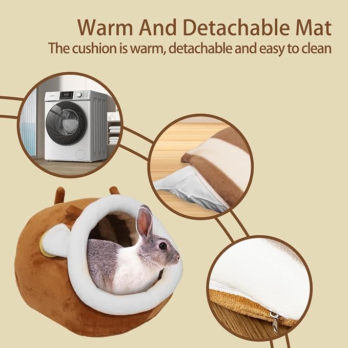 EAEDMY Guinea Pig Bed House & Hideout for Rat Bearded Dragon Hedgehog Ferret to Sleep and Hide, Guinea Pig Cage Accessories Habitat Décor (X-Large, 1.Sika Deer)